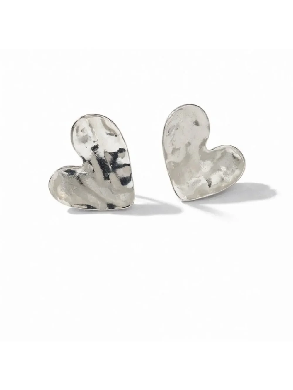 3/$30 New! Silver Hammered Gold Heart Earrings (2006) NWOT
